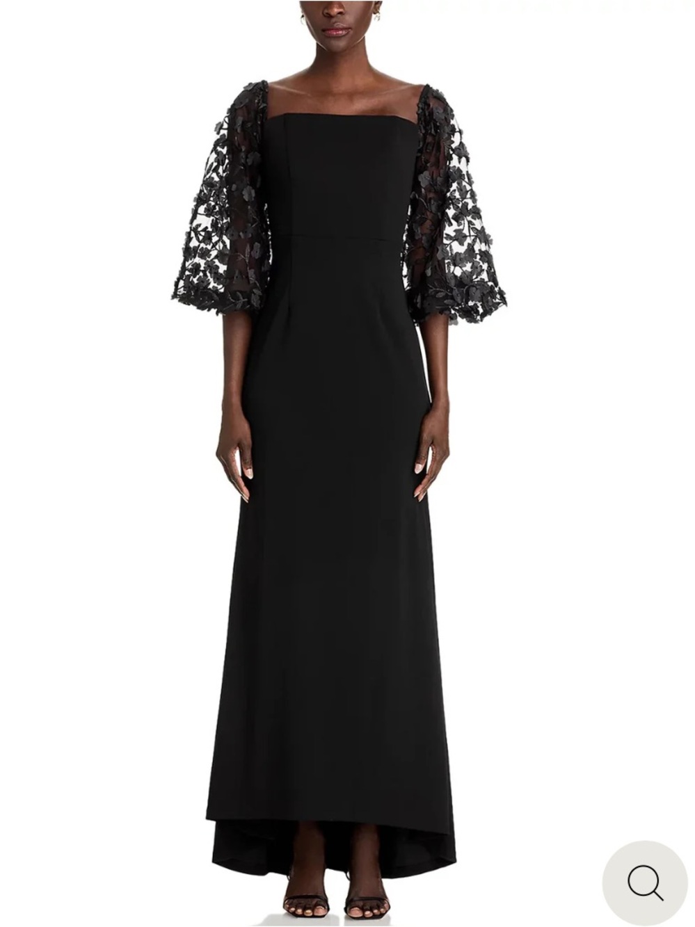 NWT ELIZA J FLORAL-EMBELLISHED OFF-THE-SHOULDER GOWN